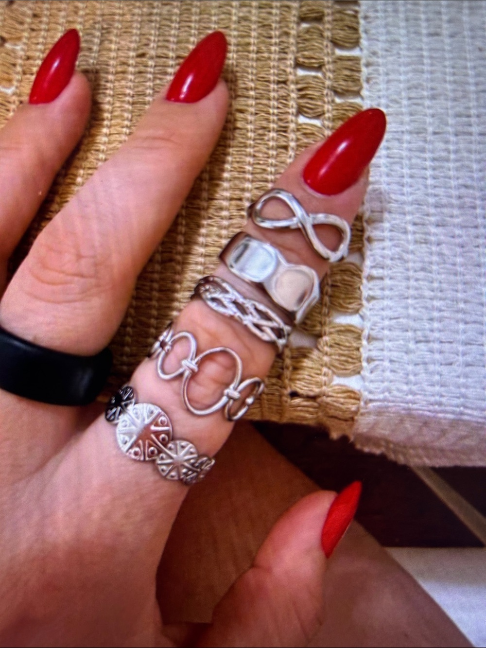 Set 5 anillos ajustables plateados minimal / trendy / mix rings